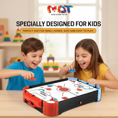 Image of Air Hockey|Portable Tabletop Electric Powered with 2 Strikers 4 Pucks | Arcade Game for Kids & Adults | Indoor Game | Best for Gifting | Made in India |Size 57cm X 32cm X 16cm