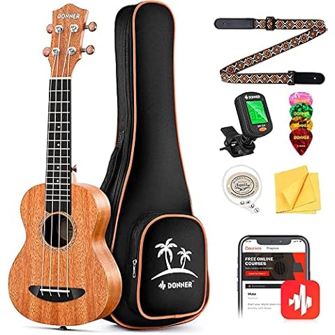 Donner 21 inch Mahogany Ukulele Beginner Kit Cover