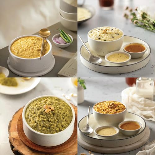 Image of Chutnefy Soulful India Hearty Mains Box | Pack of 4*50gms (Dry) | Add Boiling Hot Water to make 170ml | 1-2 Servings Each | Authentic Indian Comfort Meals | Instant Ghee Pongal, Tomato Pongal, Palak Dal Khichdi, Masala Dal Khichdi | 100% Natural, No Preservatives