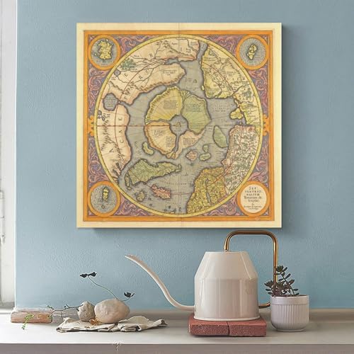 Carte Mercator 1606 du Pôle Nord impression sur toile 50x50 cm - 2