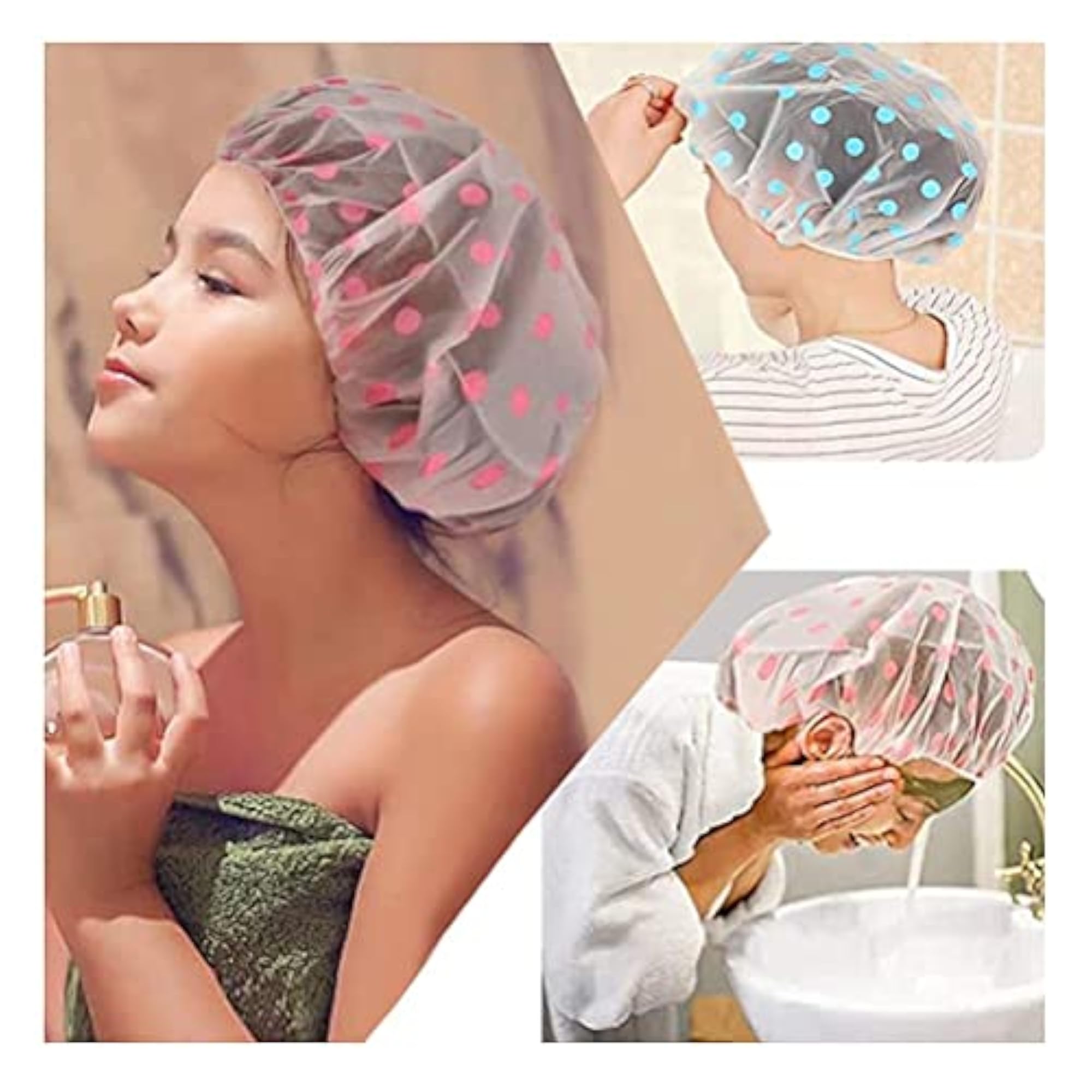 3 Pcs Waterproof Reusable Shower Caps for Women, Men & Kids