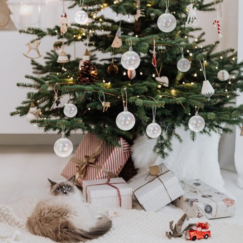 Boules de Noel incassables transparentes et blanches | Securite et eclat irise