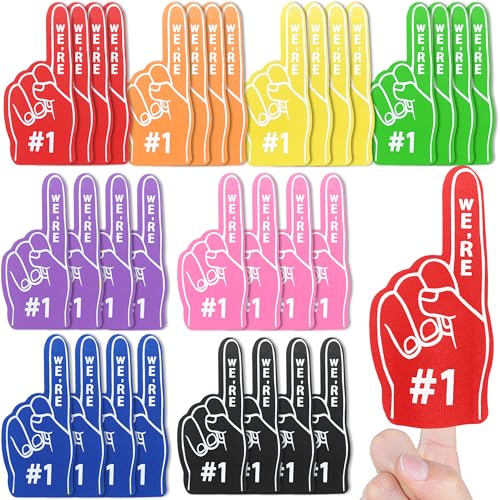32PCS Colorful Mini Foam Fingers Bulk Foam Finger Hands Set for Sports Gifts Baseball Hockey Football Basketball Themed Party Supplies