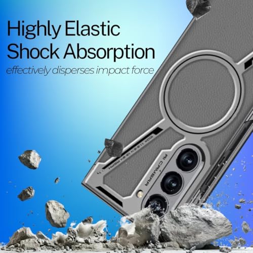 Image of TechTrendz Fortless Elite Pro Z Style Magnetic Leather Case for Samsung Galaxy Z Fold 6 / Z Fold6 5G,Shockproof Elegent Cover Compatible with Magnetic Wireless Accessories (Black)