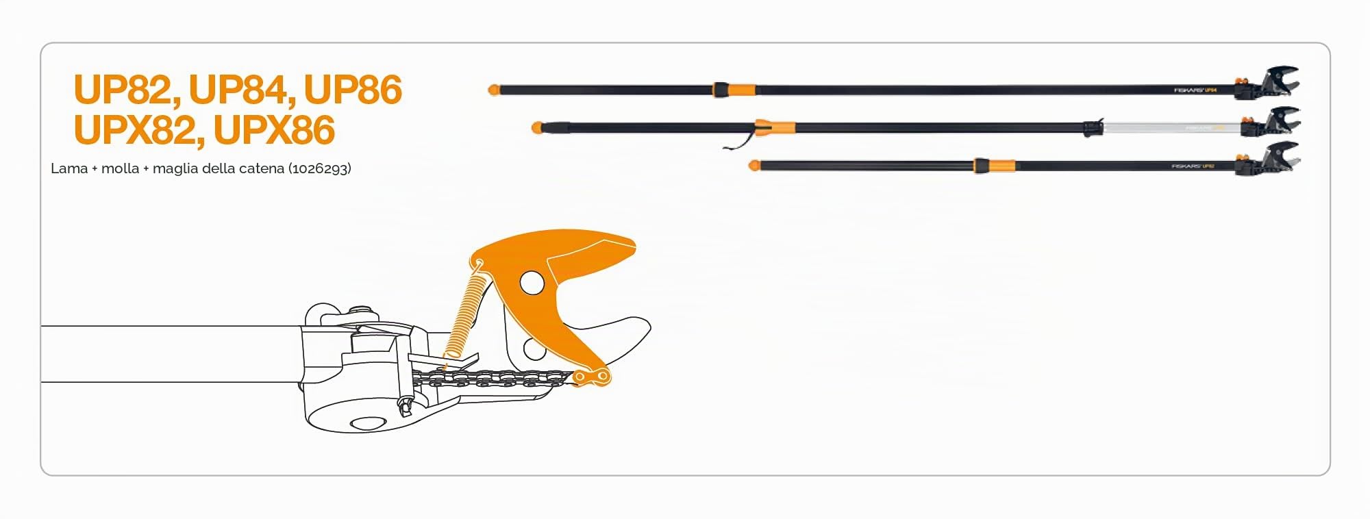 Fiskars Set di pezzi di ricambio originali per svettatoi con lame bypass UPX82, UPX86, UP82, UP84 e UP86, Con lama, molla e maglia di catena, Nero, 1026293