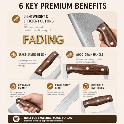 Image of Machado 3Cr13 Stainless Steel Kitchen Cleaver Knife with Ergonomic Handle | Damascus Pattern Blade, Razor Sharp Edge, Lightweight Meat & Vegetable Chopper Knife for Home Kitchen