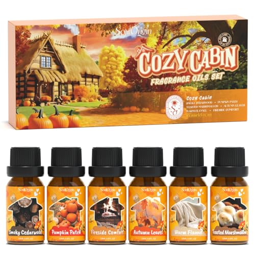 SoulOrigin Fall Cozy Cabin Essential Oils Set, Fragrance Oil for Diffuser, Use for Soap Candle Making-Smoky Cedar Wood, Roasted Marshmallows, Warm Flannel, Autumn Leaves, Pumpkin Patch SoulOrigin Fall Cozy Cabin Essential Oils Set, Fragrance Oil for Diffuser, Use for Soap Candle Making-Smoky Cedar Wood, Roasted Marshmallows, Warm Flannel, Autumn Leaves, Pumpkin Patch