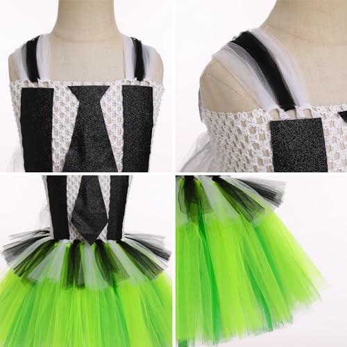 Disfraz infantil de niña Halloween tutu con volantes verde miniatura 6