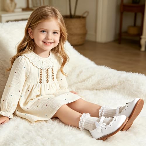 Image of Kiderence Toddler Girl Mary Jane School Uniform Dress Shoes Oxford Flats