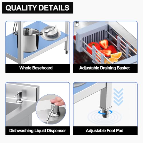 Image of Stainless Steel Utility Sink with Workstation and Drawer