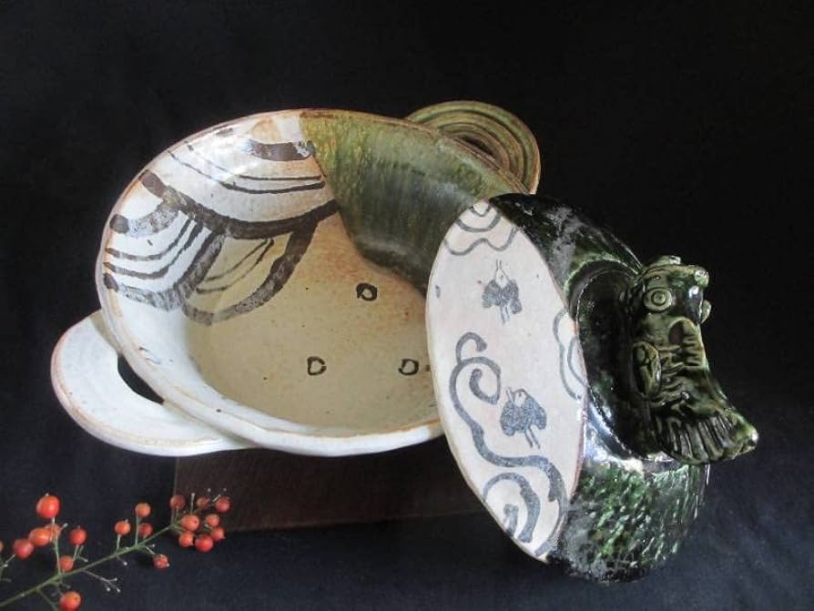 織部◆佐藤和次作品◆蟹の土鍋◆中古品 Amazon | 土鍋 佐藤和次 黒織部 蟹文 土鍋(大) (4〜5人用