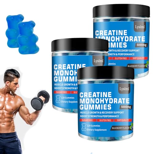 Creatine Monohydrate Gummies for Men & Women,Sugar Free,Vegan,Blueberry Flavor, Chewable Creatine Monohydrate (3)