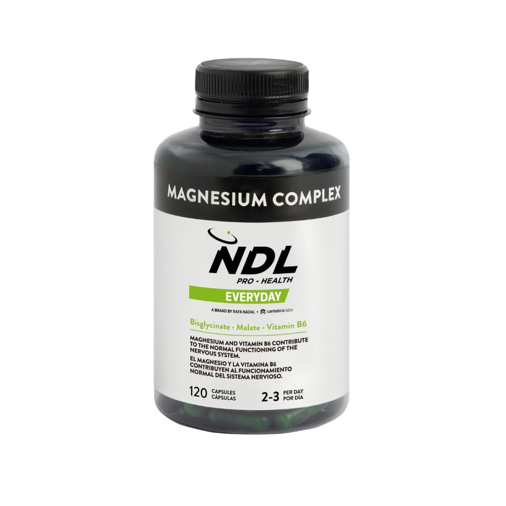 NDL Pro-Health Magnesium Complex con Vitamina B6 y D – Triple Magnesio (Bisglicinato, Malato y Citrato) | Energía, Músculos y Sistema Nervioso | 120 Cáps. | Una marca de Rafa Nadal & Cantabria Labs