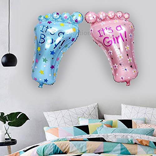 Image of Rozi Decoration Baby Foot Balloon Made With Foil Cute Feet Design 27 Inch for Baby Shower /Welcome Home Baby Pink & Blue Pack of 2 Pieces