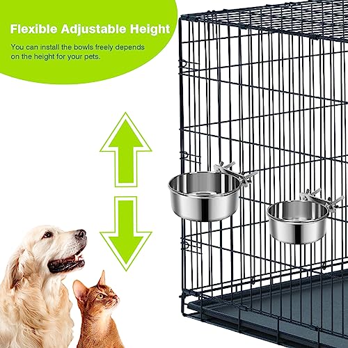 2 Pcs Small Pet Dog Food Water Bowl for Cage Stainless Steel Non-Spill Kennel Hanging Cats Pets Bowls with Clamp Holder Crate Feeder Dish for Small Dogs Pets (4.7x1.9'' & 3.9x1.7'') - Image 5