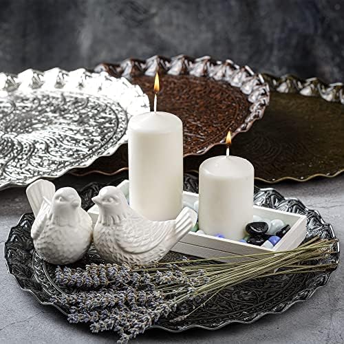 CRYSTALIA Ottoman Metal Serving Tray Round, Decorative Metal Tray, Coffee Serving Tray, Turkish Tea Trays, Beverage Serving Plate, Decorative Tray, Gift For Mother