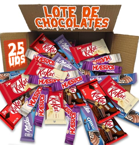 Lote Regalo Original Chocolatinas - Pack Surtido Chocolate Variado IAMI - KitKat Choco KitKat Blanco - Huesitos Choco - Huesitos Blanco - Milka Oreo - Regalo Dulce - Primeras marcas