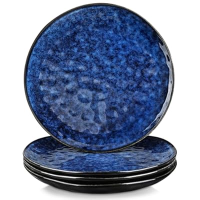 vancasso Starry Dinner Plates, 11 Inch Ceramic Plates, Microwave, Oven and Dishwasher Safe Plates Set of 4, Modern Dinnerware Dishes Set&Scratch Resistant-Blue