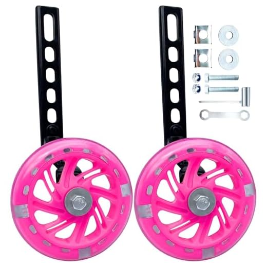 Training Wheels for Bicycle,Flash Mute Wheel Compatible for Bikes of 12-20 Inch 1 Pair (pink)