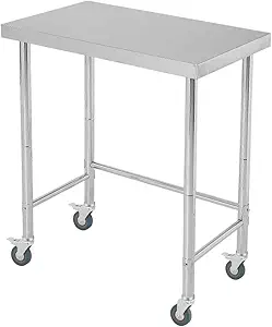 Stainless Steel Table 18x32 Inch with Wheels, Stainless Steel Kitchen Prep Table, Commercial Utility Work Table
