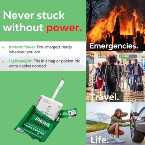 ChargeTab Emergency Portable USB-C Charger – Pre-Charged 3000mAh, Slim & Light, Up to 2-Year Shelf, Compatible w/iPhone 15/16/17 & Android USB-C Devices (10 Pack) - Image 3