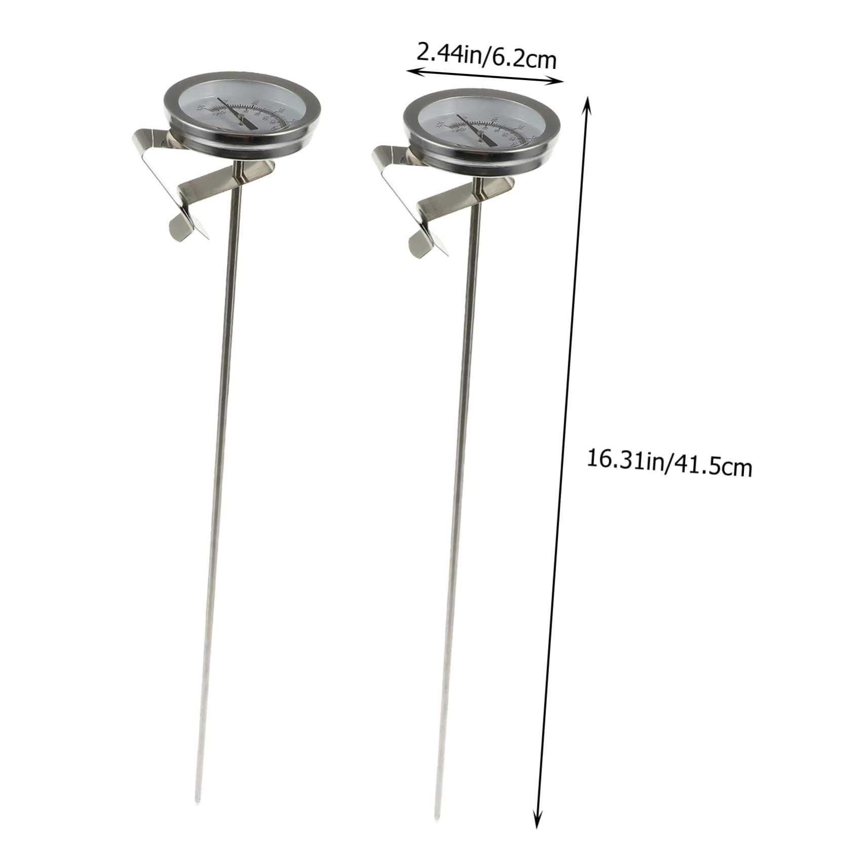 OKUMEYR 2pcs Deep Fryer Thermometers Stainless Steel Dial Thermometers for Accurate Meat Cooking and Oil Measurement for Frying Baking and Grilling