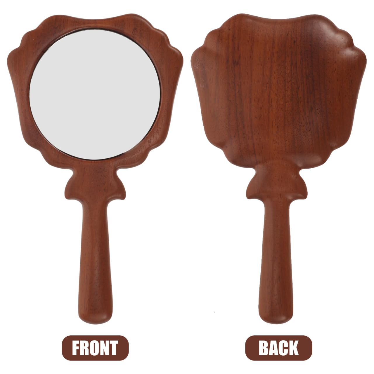 FOMIYES Miroir à main avec poignée en bois massif pour la sophistication, parfait pour les salons de beauté de voyage