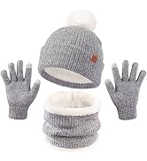 OZERO Warm Wintermütze und Handschuhe Schal Set, Beanie Mütze Winterhandschuhe Fleecefutter Junge...