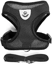Coleira Pet Peitoral Ajustável para Cachorro com Guia, Malha Respirável, Design Reflexivo, Confortável (Preta, Extra Grande)