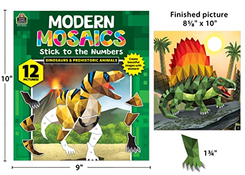 Image of Teacher Created Resources Dinosaurs and Prehistoric Animals Modern Mosaics Stick to the Numbers