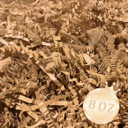 Image of Zankubom 1 /2LB Brown Kraft Crinkle Cut Paper Shred Filler Great for Gift Wrapping, Cowhide Color Basket Fillers, Birthday, Gift Wrapping,Halloween Thanksgiving Christmas Party Decor Filling Supplies