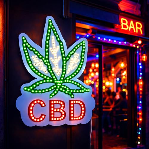 Image of CBD LED Neon Sign for Shop Window - Bright Green CBD Light Sign for Smoke Shop, Vape Store, Dispensary Wall Decor
