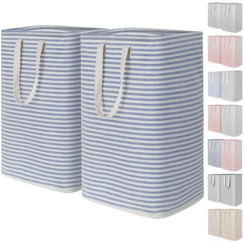 Lifewit 2 Pack Laundry Hamper Large Collapsible Laundry Baskets, Freestanding Waterproof Clothes Hamper with Easy Carry Handles in Laundry Room Bedroom Bathroom College Dorm, Blue, 2 x 80L