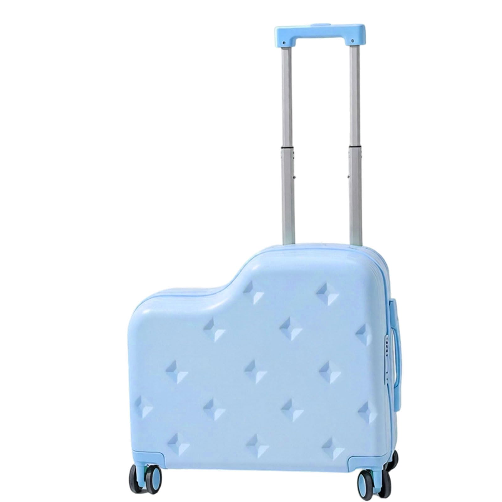 Pangboer Space Blue Ride-On Luggage Suitcase, 6-Wheel Hard Shell Family Travel Case With Footrest, Cup Holder And Combination Closure