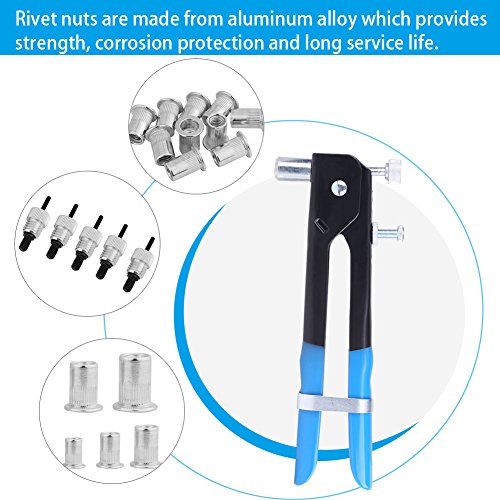 Hand Riveting Kit, Asixx 86pcs/Set M3-M8 Blind Rivet Nuts Threaded Insert and Rivet GunTool Rivnut Nutsert Riveting Kit(86Pcs) - Thumbnail 5