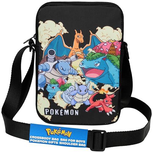 Pokémon Sac Bandoulière Enfant et Ado, Pikachu Gengar Petit Sac à Main pour Shopping, Voyage et...