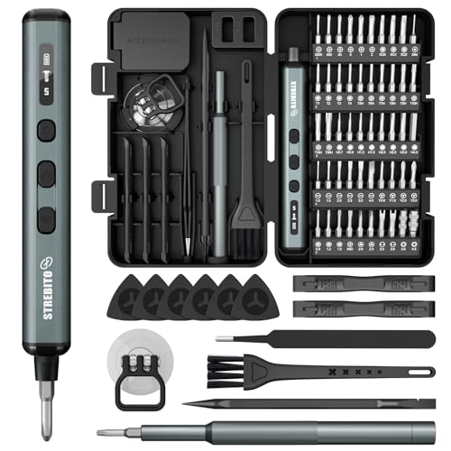 Image of STREBITO Mini Electric Screwdriver, 67 in 1 Electric Screwdriver Kit - 50 S2 Preicison Bits, 5 Torque Settings, Organized Storage, Mini Power Screwdriver Rechargeable Tool Kit for PC Electronics