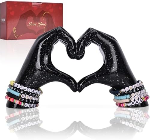 Double Hand Heart Decorative Statue, Finger Heart Hand Decoration, Black Home Decor Shelves On Coffee Table Bedroom Room Decor Aesthetics, Romantic Wedding Decoration