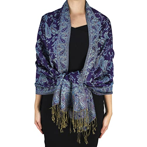 Elegant Double Layer Reversible Paisley Pashmina Shawl Wrap Scarf