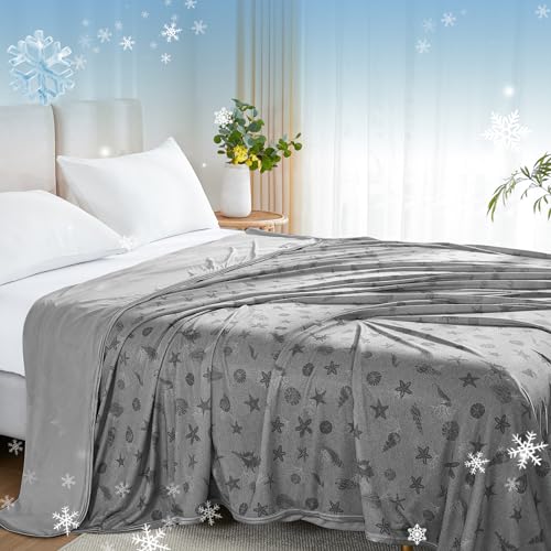WONGS BEDDING Kühldecke Sommerdecke - mit Japanische Arc-Chill Q-Max 0,43 Kühlfasern, 2 in 1 Selbstkühlende Decke für Menschen zum Reisen Sofa Büro Betten Hause, Grau 150x200 cm