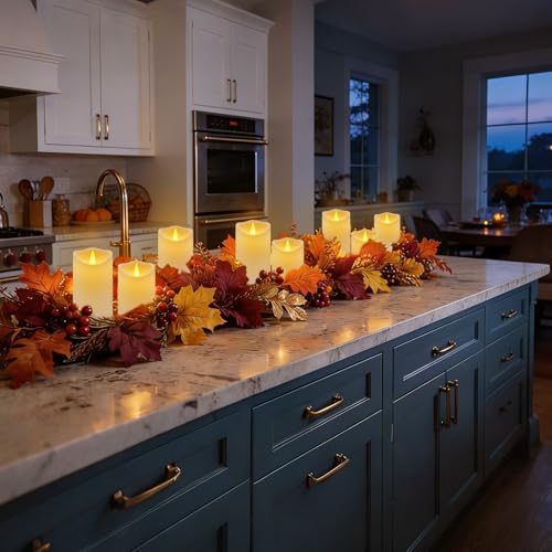 Image of Flameless Candles 4 inch 5 inch 6 inch Outdoor Indoor Pillars Battery Operated Flickering Candles with Cozy Climbing Flame Effect, 10-Key Remote Timer, 400+ Hours by 2 AA Batteries, White Plastic LED Candles