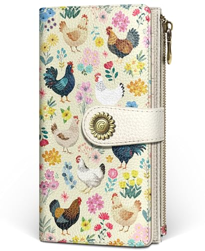 GIANCOMICS Chicken Rooster Womens Wallet RFID, Credit Card Holder Bifold