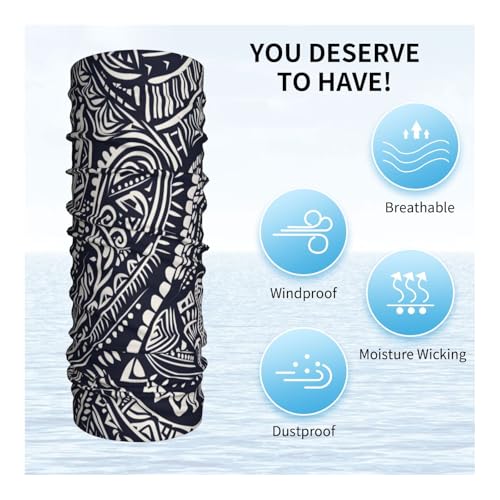 Blue Polynesian Maori Tribal Pattern Neck Gaiter Face Mask Scarf Bandana Head Wrap Uv Protection Balaclava For Sports4
