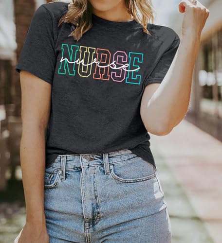 ASTANFY Nurse Tshirts Shirts Women Nurse Gifts School Nurse Summer Tops Short Sleeve Shirts2