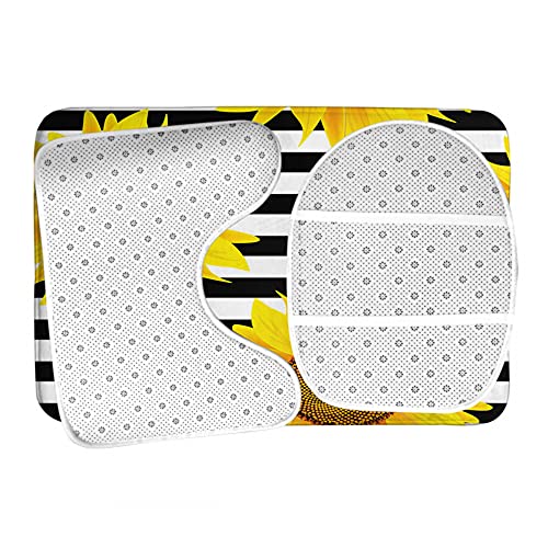 Sunflowers Badezimmer-Teppich-Set, rutschfest, Gelb, Flora, 3-teilig, Badematte, Kontur, WC-Deckelbezug, gestreift… – Bild 6