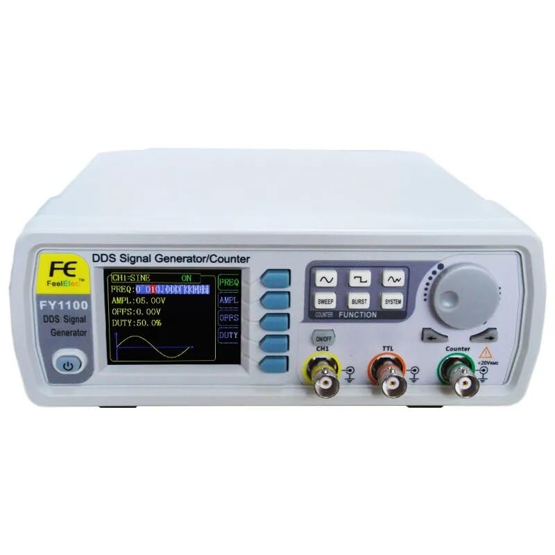 FeelTech Industrial Signal Generator FY1100-5M FY1100-02M 2MHZ 5MHZ Single Channel Signal Generator Counter DDS Signal and TTL Level Output Waveform Pulse Function(FY1100-2Mhz)