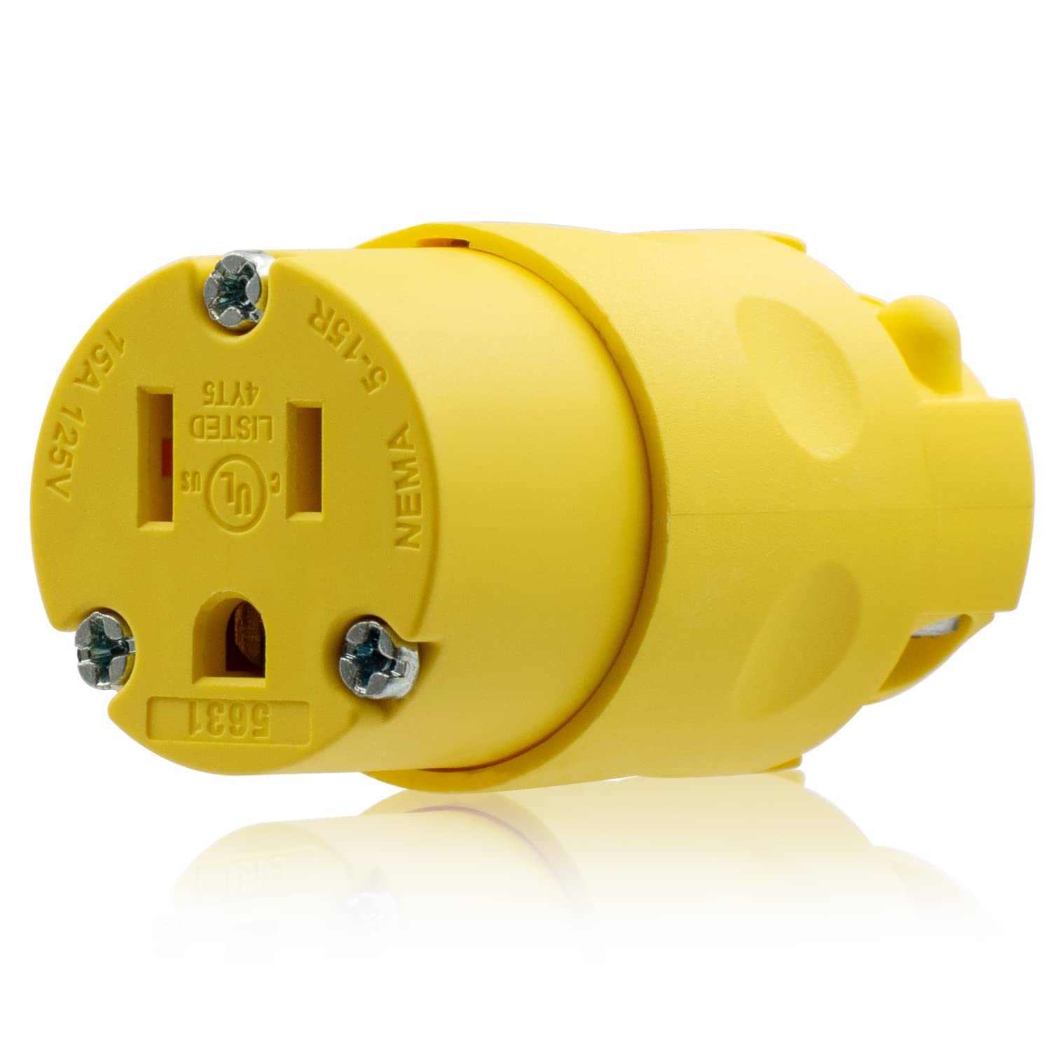 ELEGRP 15 Amp 125 Volt NEMA 5-15R 2 Pole 3 Wire Grounding Straight Blade Electrical Connector Replacement Cord Outlet Commercial Grade, Yellow, 1 PackGlobal Recycled StandardGlobal Recycled StandardGlobal Recycled Standard