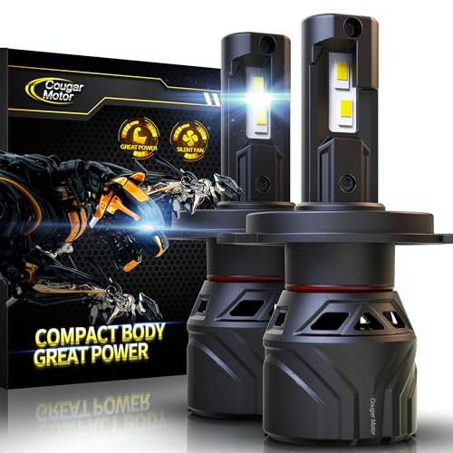 Cougar Motor H4 Bulbs, 9003 Fog Lights 6500K White Non-Polarity H4 Fog Bulb or Off-Road Use Plug and Play - Pack of 2