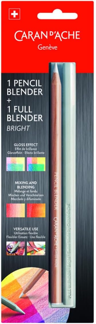 Caran d'Ache Blender Pen Full Blender Bright Wood Cased 2-Piece 0902.301, One Size, Multi-Colour, Multicoloured