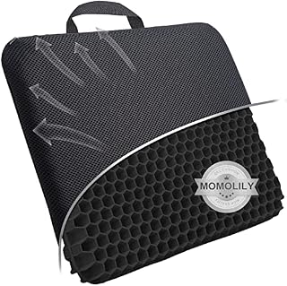 MOMOLILY Gel Seat Cushion, Double Thick Breathable Seat Cushion Cool Gel Cushion Honeycomb Design with Non-Slip Cover Pain Relif Seat Cushion for Home Office Chair Car Wheelchair (BLACK)